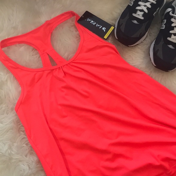 LAISLA Tops - NWT - Workout Tank w/Banded Bottom - Hot Coral 🔥